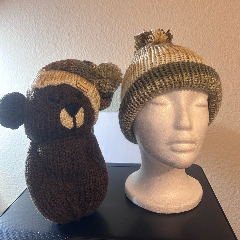 Kids' Knit Bear and Hat Set - Brown and Cream